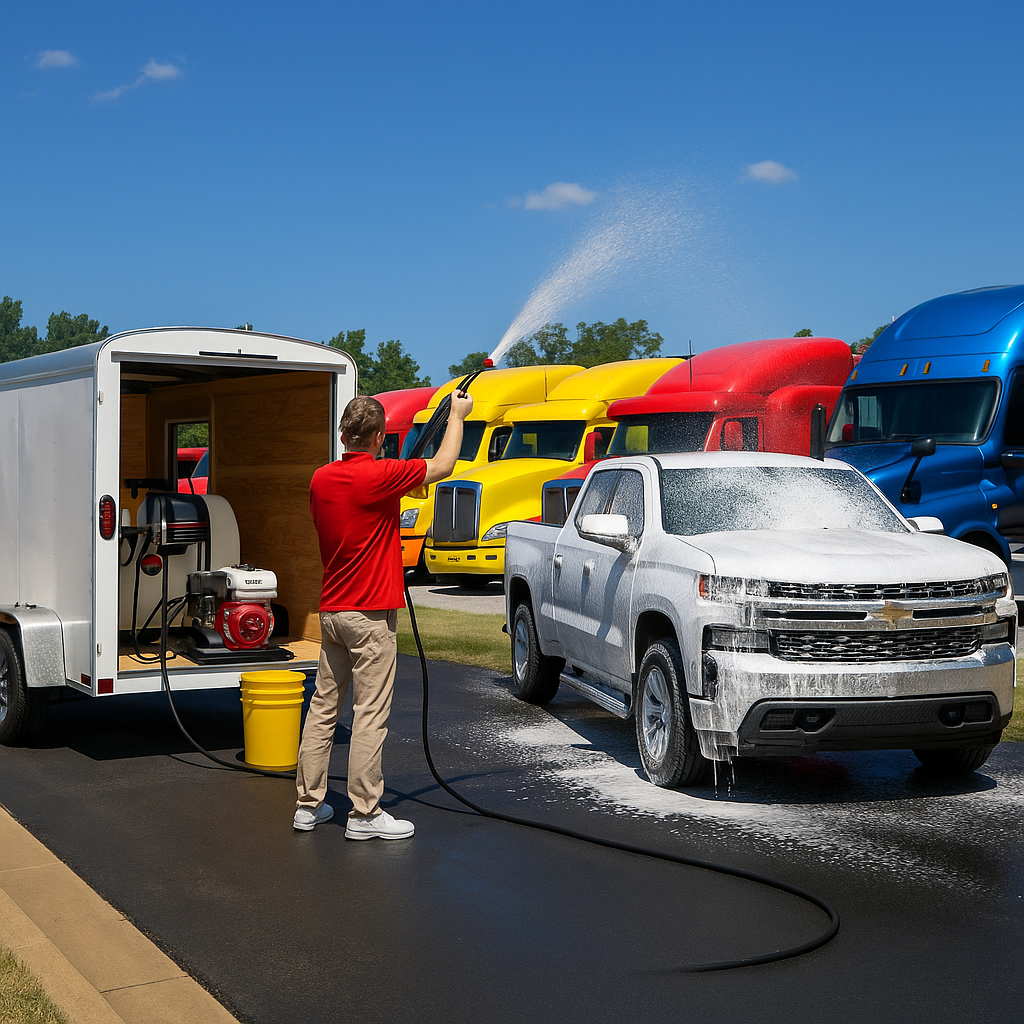 Truck Detailing Under a Sunny Sky alternate text for this image